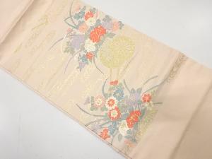 観世水に花車模様織り出し　名古屋帯